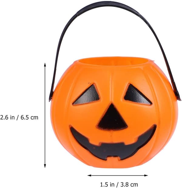 6 stk. 7 cm Halloween Gresskar Godteribøtte Knask eller Knep Godterispann Små Gresskar Godtebøtter