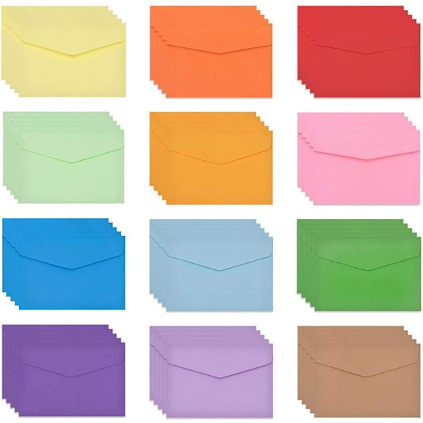 60 st mini kuvert, små färgglada kuvert flerfärgade presentkuvert Thanksgiving-kuvert presentkortslappar (11,5*8,2 cm)