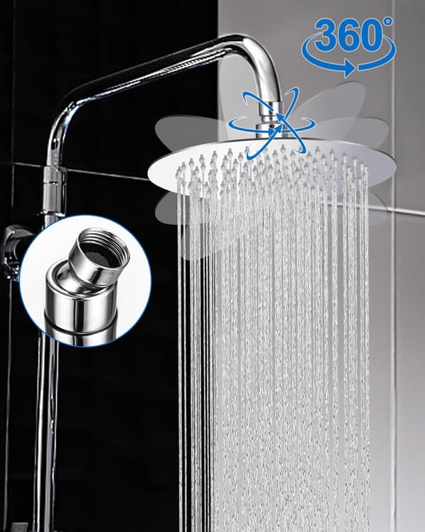 Rustfrit brusehoved i rustfrit stål 10 tommer brusehoved rundt topspray