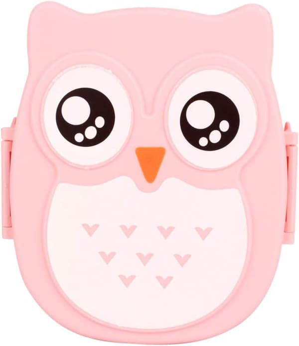 Bærbar Rektangulær Ugle Matboks, Lufttett Matbeholder for Fruktkonserver for Barn og Voksne. Pink