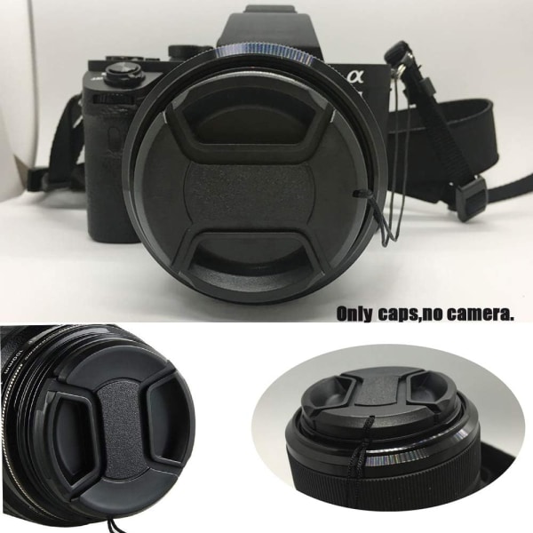 [2-pack] 58 mm Snap-on cap för Canon EOS 2000D (Rebel T7) med EF-S 18-55 mm f/3.5-5.6, EF-S 55-250 mm f/4-5.6 objektiv
