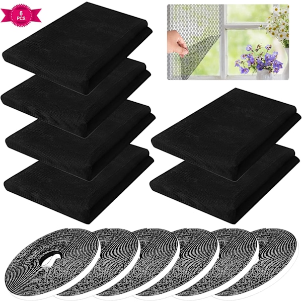 Vindue Myggenet, 3 Fly Screen Vindue Net Insektnet Insektnet Insekt Bi Myggenet med 3 Tapes Hvid black 1.5*2M