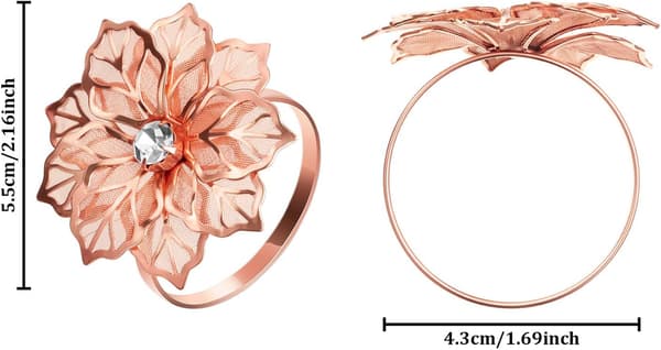 24 Pakk Serviettringer Legering Uthulet Blomstring Serviettholder Pynt Utsøkt Husholdning Blomster