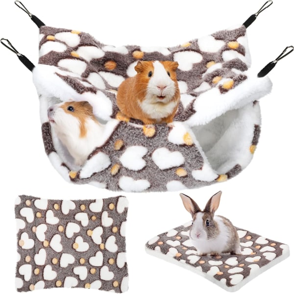 2 Pieces Guinea Pig Hamster and Warm Bed Soft Mat Set Cage Hammock  Mats for Rat Ferret Guinea Pig Squirrel small pet