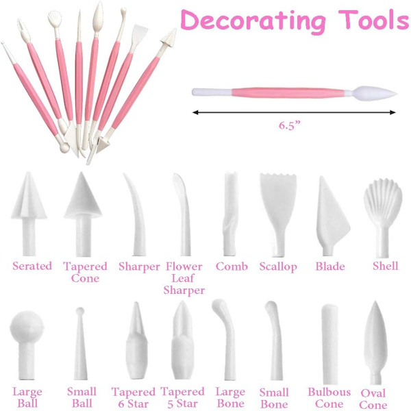 Fondant Kage Dekorationsværktøj med Justerbar Skraber Glasur Glattere Rullekage Trimmer Cutter Prægning Blomst Saks