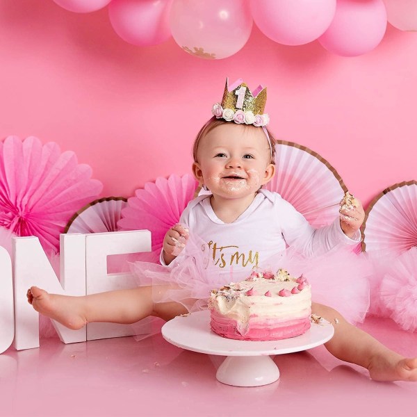 Baby Crown Princess Gold Crowns Tiara Crystal Hat Girls Första födelsedagspresent