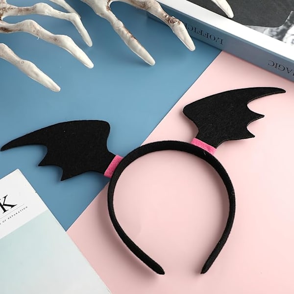 Flagermusvinger Pandebånd Stoff Pandebånd Halloween Djævel Hårbøjle Vinger Pandebånd til Halloween Fest Cosplay Kostume