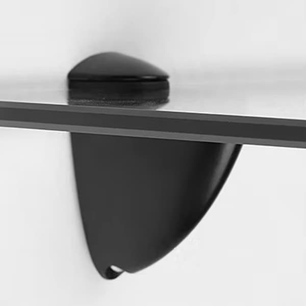 Justerbare glashyldebeslag i zinklegering til træ og 2-17 mm tykt glas, sorte hyldebeslag