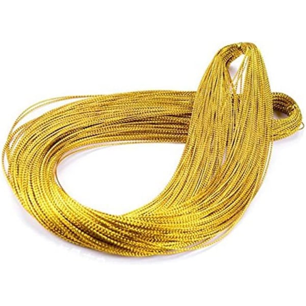 Metallic Snöre i Guldtråd 1mm x 100 Meter för Juldekoration, Hantverk, Presentinslagning (Guld)