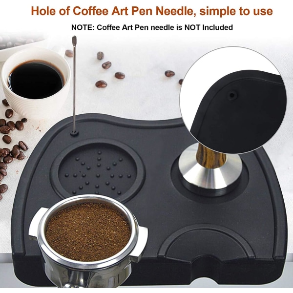 Kaffe Tamper Måtte Espresso Silikone Måtte Anti-Slip Tamping Måtte Sage Tamper Måtte Hjørne med Kantbeskyttelse, Barista Tamp Pad Kaffe Måtter, 20,5*14cm