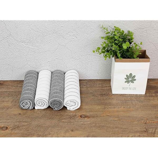 Mikrofiber Diskhanddukar - 8-pack (Ränder Design Grå och Vita Färger) - Mjuka, Superabsorberande, 45 x 65 cm