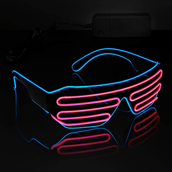 Glow In Dark Flashing Led Solbriller, Lysende Briller Til Fester, EDM, Halloween RB01 (Blå+Rosa)