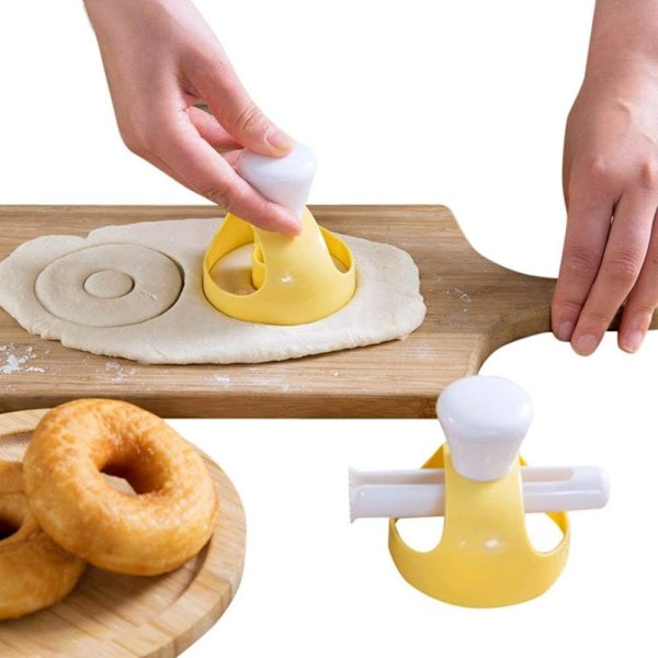 Kageform med dyppende tang, DIY Donut Cutter Biscuit Stamp Form Desserter Cutter Maker Form Køkken Bageværktøj