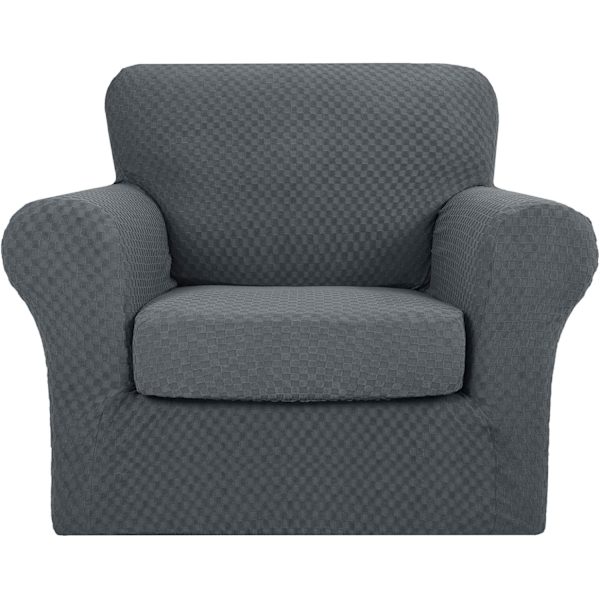 2 stk. Ny Jacquard Stoltrekk med Arm Lenestoltrekk Elastisk Sofa Deksel for Stue Hunder Elastisk Sofa Deksel Sofa Beskytter (1 Seater, Mørk Grå)