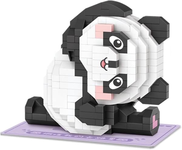 Mini Byggstenar Set Panda Blommönster Heminredning Present till Vuxna