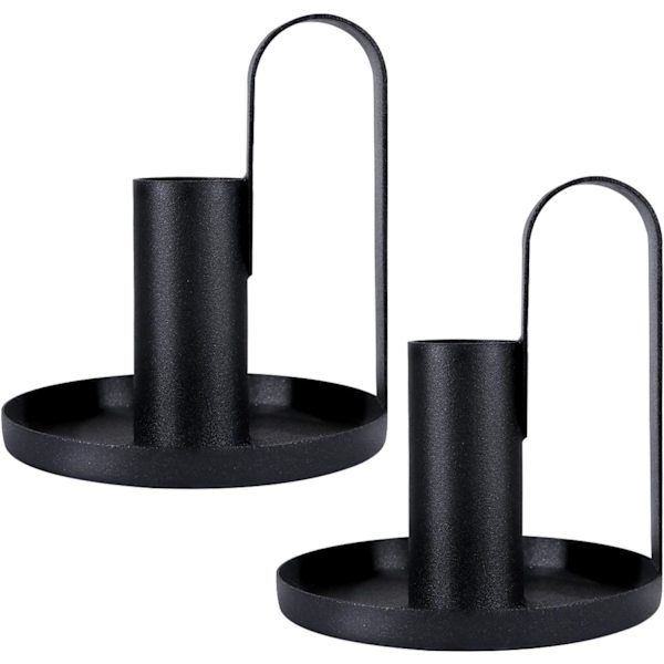 Set med 2 ljusstakar, vintage järnljusstakar svart ljusstake ljusstakar för avsmalnande ljus för bröllop restaurangfest