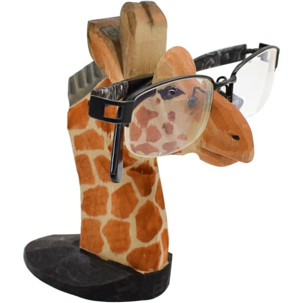 Håndskåret trebriller Brille Solbriller Holder Stativ Dyreformet Hjemmekontor Skrivebord Dekor Gave (Giraffe)