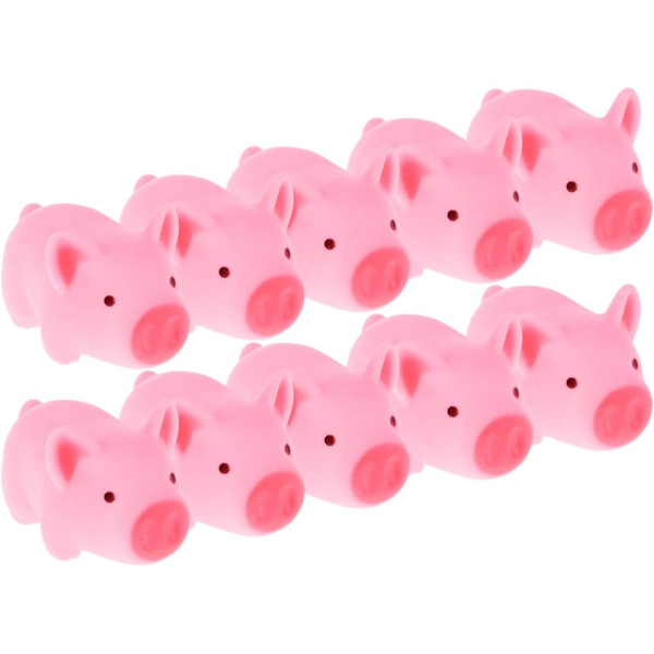 Mini gummigris baby badelegetøj, 10 stykker lyserøde grisebadekar legetøj flyde pibe legetøj festartikler til børn Halloween jul fødselsdagsartikler