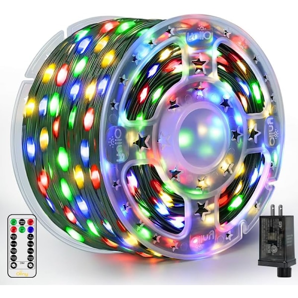 Julbelysning 1000 LED 100 meter, IP67 Vattentät Plug-in Julgransbelysning med Fjärrkontroll, 8 Lägen, Dimbar, Hus Juldekorationer colorful