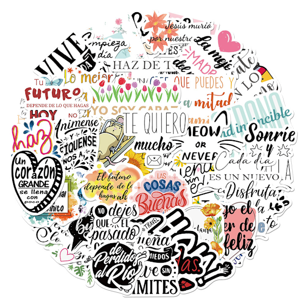 50 stk Inspirerende Klistremerker Spanske Motiverende Klistremerker for Datamaskin Scrapbooking Materiale Scrapbooking Forbruksvarer Bullet Journal Gave til Barn Studenter