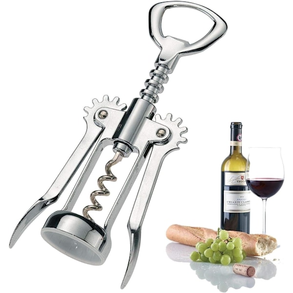 Lever bottle opener with corkscrew and core screw