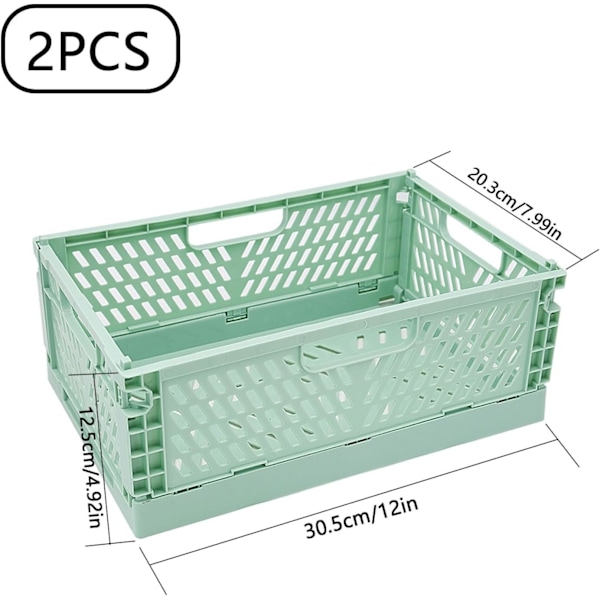 2 Styk Store Sammenklappelige Kurve, Stabelbare Foldbare Plastik Opbevaringskasser Plastikboks Opbevaringskasser, 30×20×12 cm