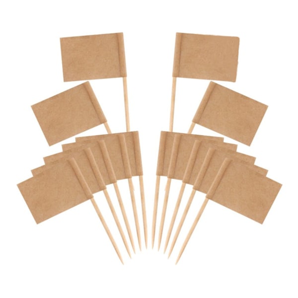 200 Blanke Tandpirkere Flag, Cocktailpinde, Buffet Mad Etiketter, Madflag til Buffeter til at Skrive på, Cupcake Toppers Ostetag