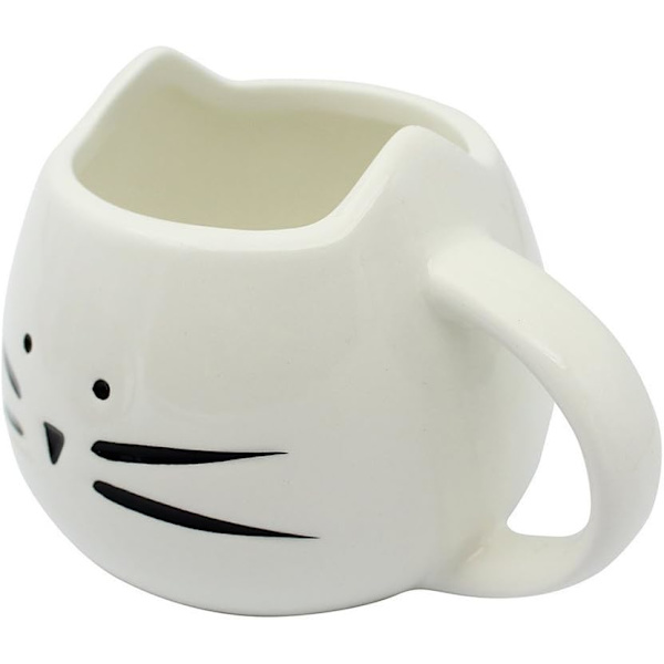 Söt Keramikmugg i Form för Kaffe, Mjölk, Vatten, Te etc, Vit