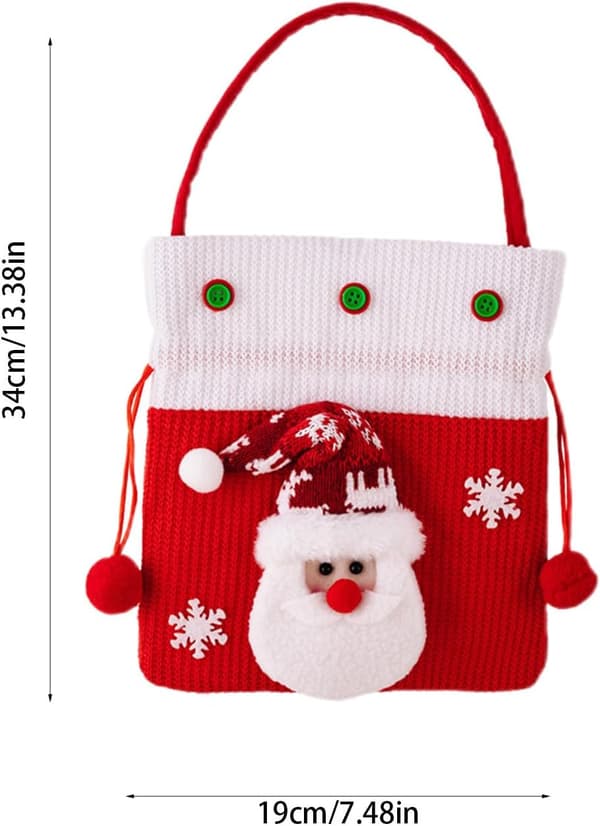 Jul Röd Flanell Tomte Snögubbe Presenthandväska, Godispåse Förvaringsväska, För Julklappsförvaring (C)