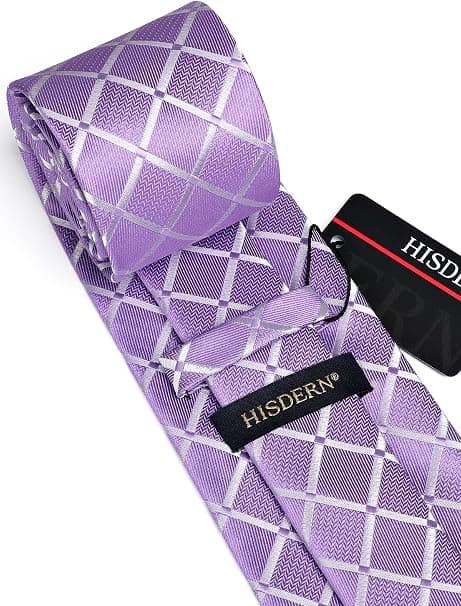 Herreslips og lommetørkle-sett Solid rutete slips med lommetørkle Formell Klassisk Elegant Slips Menn Bryllup Forretningsseremoni