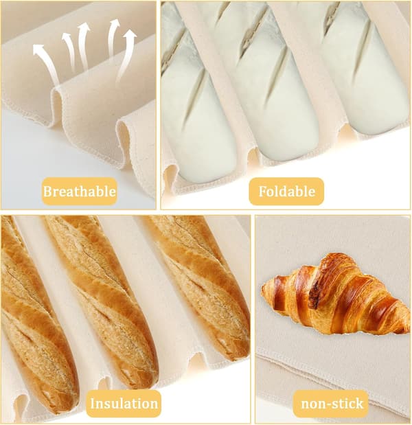 2 STK 120x75cm Professionel Brød Hæveklæde, Linned Couche Brød Hæveklæde til Baguettebrød Dej Forberedelse og Bagning