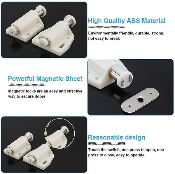 6 stk. Magnetisk dørgreb Push Open Magnetisk Touch Latch