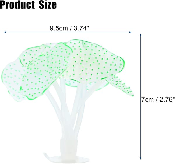Silikon Selvlysende Akvarium Simulering Korall, med Sugekopp, Grønn - 1 stk