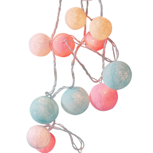 3m Bomullsball-lyslenke, Bomullsball-julelys, Bomullsball-dekorative lys for soverom, uteplass/jul/festdekorasjon