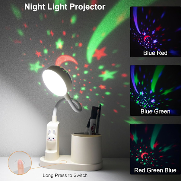 LED Skrivbordslampa, Barn Flickmodell 2000mAh Uppladdningsbart Batteri för Studier, USB Barnskrivbordslampa 3 Ljusstyrkenivåer