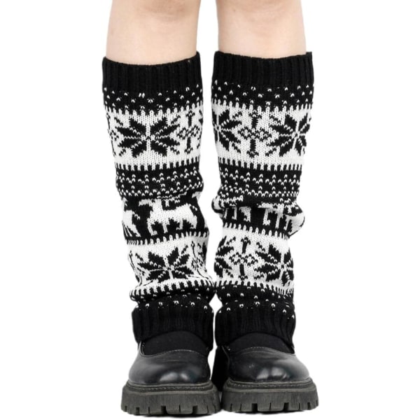 Lumikukka neulotut sukat Boot Cuffs sukat neulotut jalkalämmittimet Talvi jalkalämmittimet Boot Cuffs sukat naisille ja tytöille black