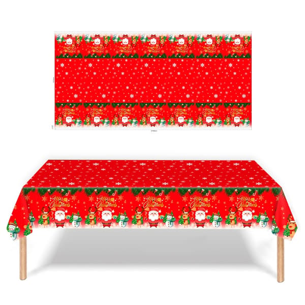 Röd fläckavvisande julduk i polyester, rektangulär, stil 1