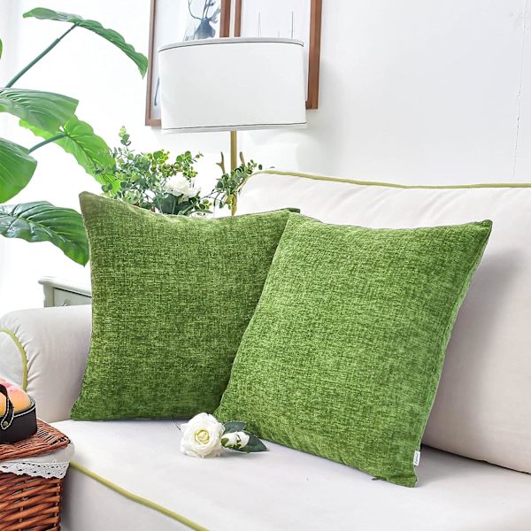2-pack mysiga kuddfodral för soffa heminredning färgad mjuk chenille 40 x 40 cm klar orange