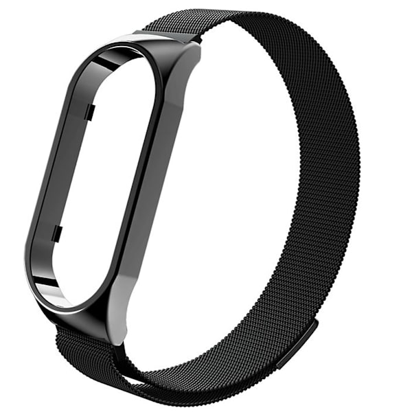Ranneke Xiaomi Mi Band 5 ja 6 -rannekkeeseen, milanolaisen ketjun magneettilukko, musta