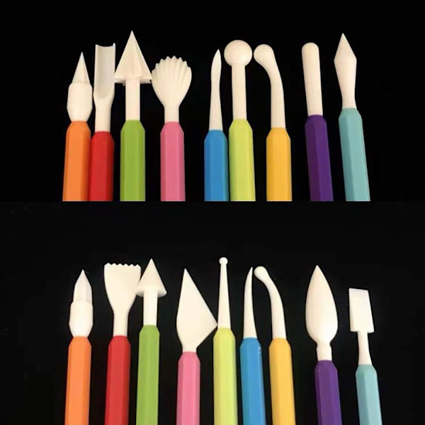 9-delad Set med Fondant-modelleringverktyg, Gum Paste för Tårdekorering, Tårta Marshmallow-skulpturverktygssats