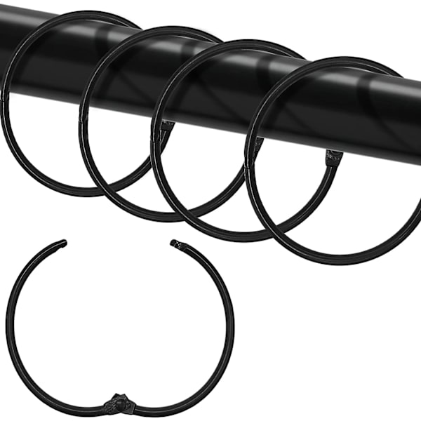 Bruseforhængskroge Ringe, Bruseforhængsringe til Brusebadsbruserstang, Snap Joint Design black