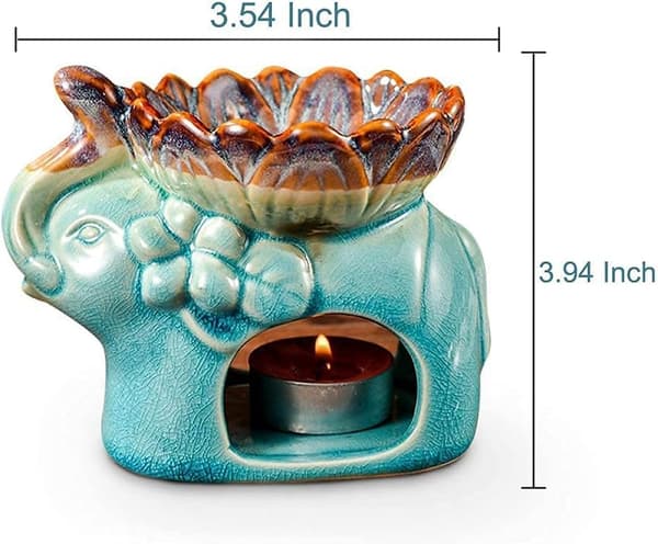 Vokssmelter, æterisk oliediffuser, aromaterapi diffuser til hjemmet, soveværelsesindretning, meditationsgave (isknækket glasur elefantform)