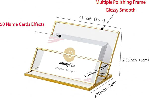 Glas Visitkort Holder Guld Navnekort Display Stativ Visitkort Organizer