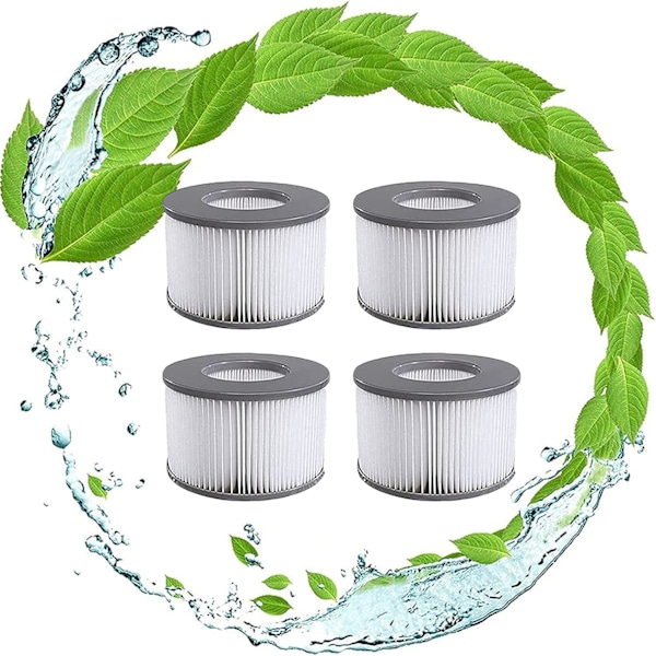Reservefilter for Mspa filterpatron, for undervanns- og boblebad, egnet for alle nåværende boblebad, for oppblåsbare bassenger (4 stk.)