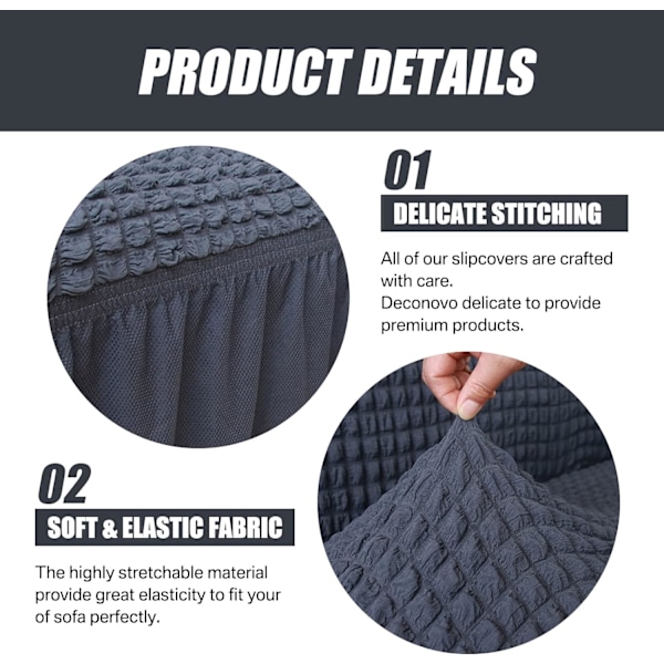 Sofaovertræk elastisk skridsikkert sofaovertræk elastisk sofaovertræk dark grey 185CM