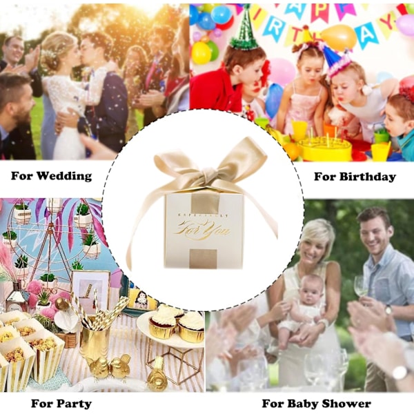 Papperskonfektsask, 4 stycken Bröllopspresentaskar, Papperskonfektsaskar, Dopgåva, Presentask med Band, Liten Presentask för Bröllop, Fester