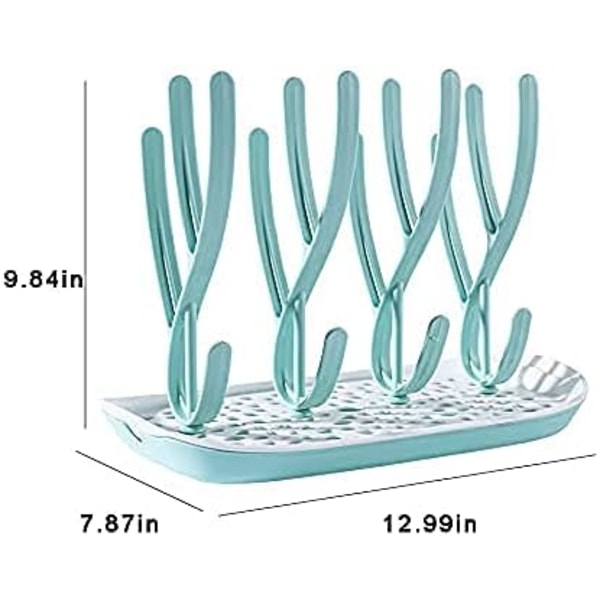 Babyflaske tørkestativ | Tørkestativ for småbarns drikkekopper, spedbarnsservise og tilbehør med dryppbrett (grønn)