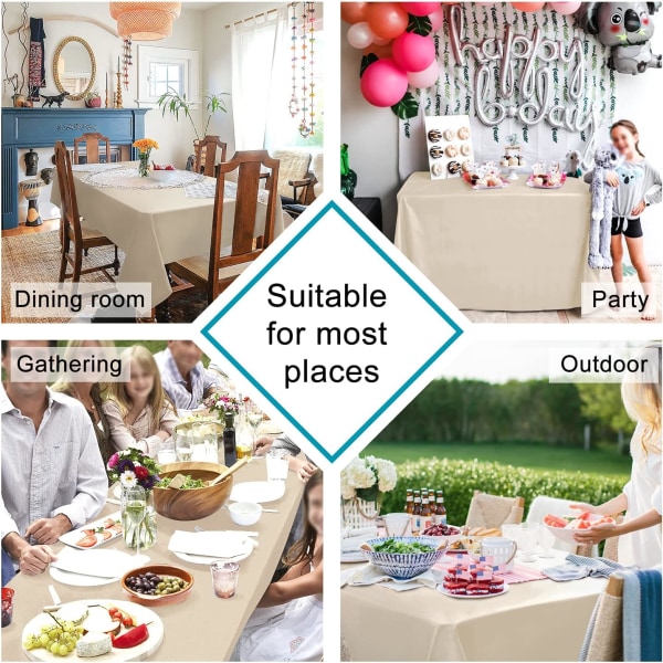 Rektangulär bordsduk Vattenavvisande Tvättbar Polyestertyg Bordsduk för 6 fots bord, 54 x 80 tum, off white