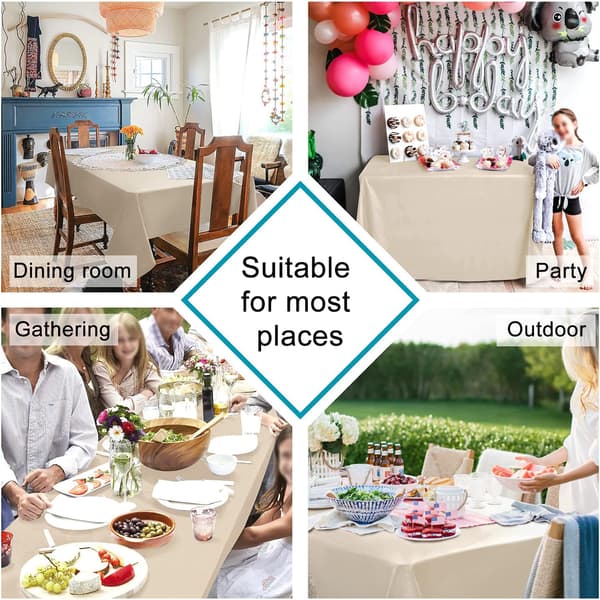 Rektangulær Dug Vandafvisende Vaskbar Polyester Dug til 6 Fods Borde, 54 x 80 Tommer, Off White