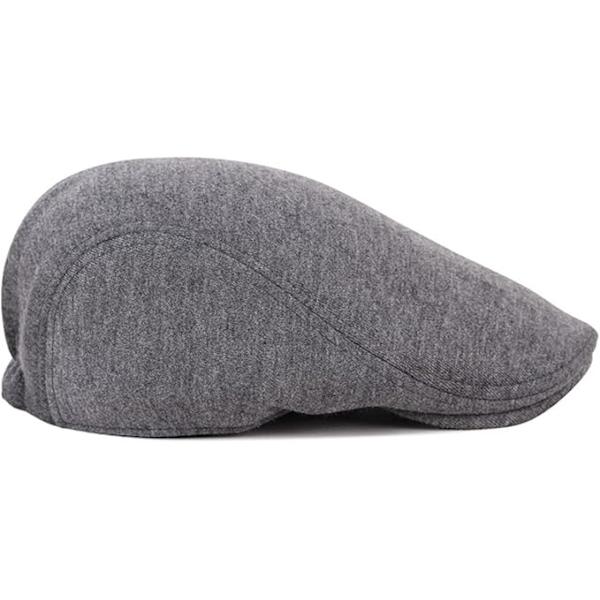 Flad beret til efterår og vinter med kasket dark grey